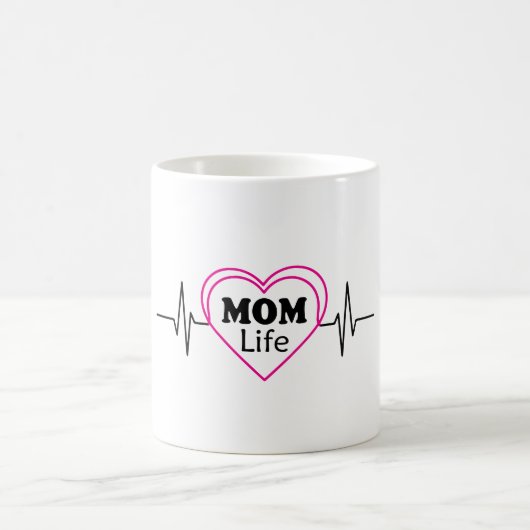 Mom Life Heartbeat Artwork コーヒーマグカップ (中央)