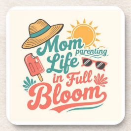Mom Life in full bloom Cute Mama gift コースター
