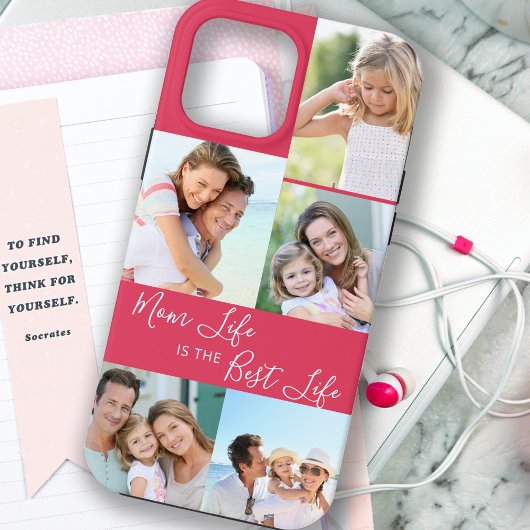 Mom Life is the Best Life 5 Photo Bright Pink Case-Mate iPhoneケース