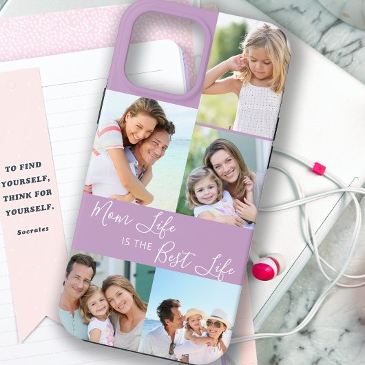 Mom Life is the Best Life 5 Photo Collage Lilac Case-Mate iPhoneケース