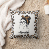 Mom Life Leopard Print Pillow Cover クッション (ブランケット)