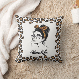 Mom Life Leopard Print Pillow Cover クッション