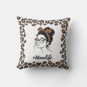 Mom Life Leopard Print Pillow Cover クッション (正面)