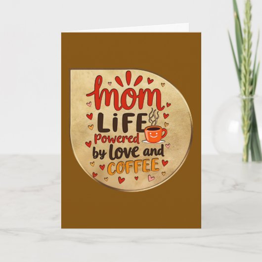 Mom Life Powered by Love and Coffee – Badge Style カード (正面)