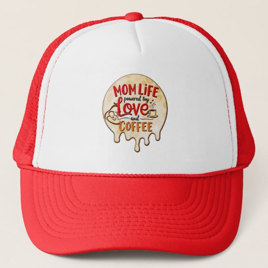 Mom Life Powered by Love and Coffee – Fun Design キャップ (正面)
