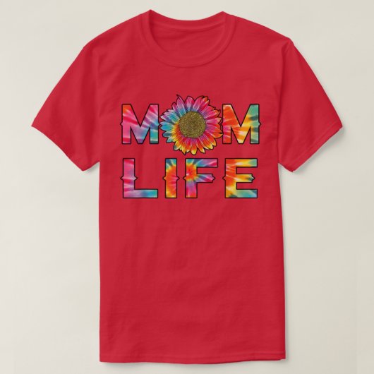 MOM LIFE Sunflower絞り染めヒッピーMommy Mothers D Tシャツ (デザイン正面)