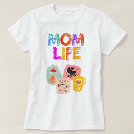 MOM LIFE Tシャツ – Joyful Motherhoodデザイン (デザイン正面)