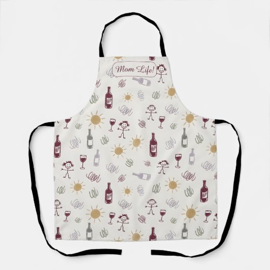 Mom Life Wine Vibe Personalized エプロン (正面)