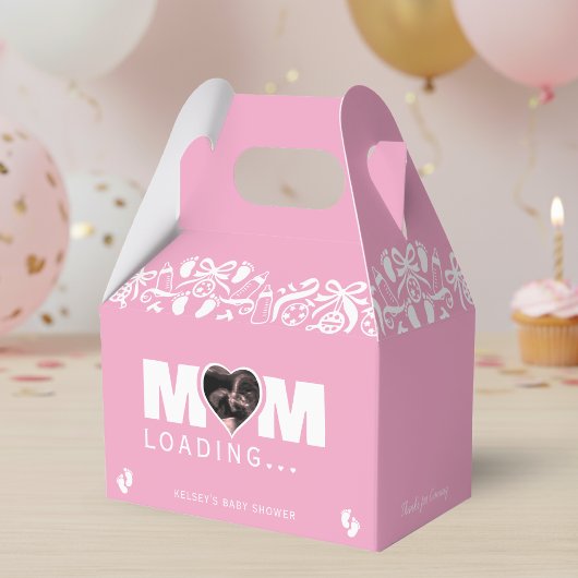 Mom Loading Photo Ultrasound Pink Baby Shower フェイバーボックス