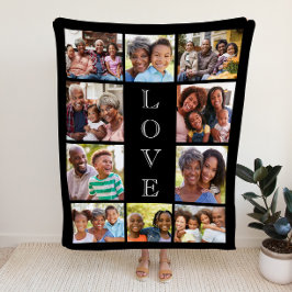 Mom Love 10フォトコラージブラック シェルパブランケット