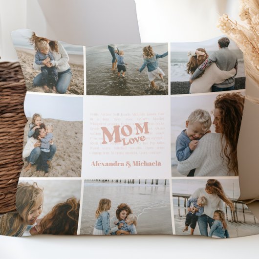 Mom Love Neutral Photo Collage クッション
