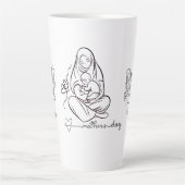 Mom Love T-shirt Beautiful Design カフェラテマグ (正面)