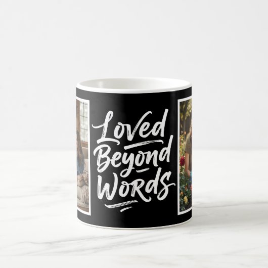 Mom Loved Beyond Words Custom 2 Photo Black コーヒーマグカップ (中央)