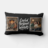 Mom Loved Beyond Words Custom 2 Photo Black ランバークッション (裏面)