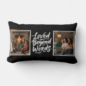 Mom Loved Beyond Words Custom 2 Photo Black ランバークッション (正面)
