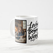 Mom Loved Beyond Words Custom 2 Photo Minimalist コーヒーマグカップ (正面左)