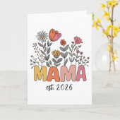 Mom Mama Est 2026 Pregnancy Floral Personalized カード (黄色い花)