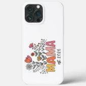 Mom Mama Est 2026 Pregnancy Floral Personalized Case-Mate iPhoneケース (裏面)