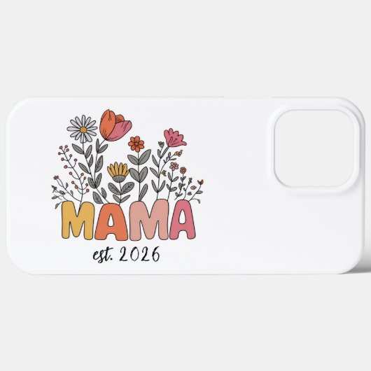 Mom Mama Est 2026 Pregnancy Floral Personalized Case-Mate iPhoneケース (裏面 (横))