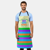 Mom Mama Mommy Queen of The Kitchen Solid Stripes エプロン (着用した状態)