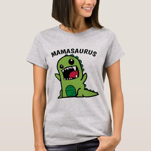 MOM MAMASAURUS恐竜おもしろいTシャツ Tシャツ (正面)