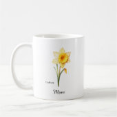 Mom March Birth Flower Daffodil コーヒーマグカップ (左)