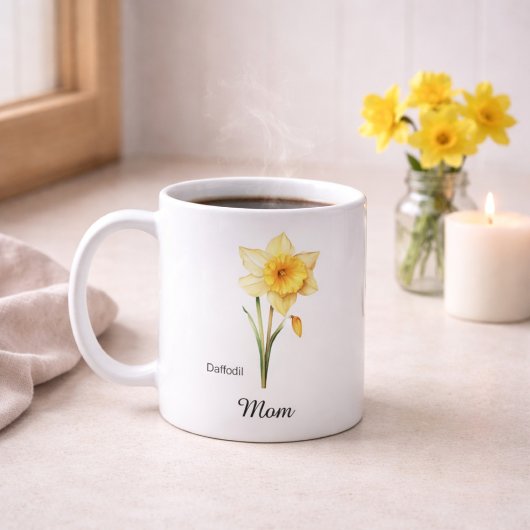 Mom March Birth Flower Daffodil コーヒーマグカップ
