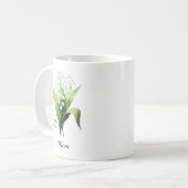 Mom May Birth Flower Lily of the Valley コーヒーマグカップ (正面左)
