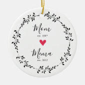 Mom | Mema Year Est. ハート 陶器 オーナメント (正面)