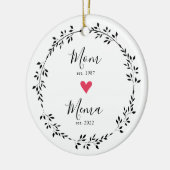 Mom | Mema Year Est. ハート 陶器 オーナメント (左)