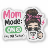 Mom Mode がオン - 面白い母の日ギフト シール (正面)