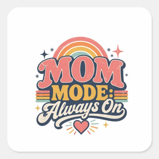 Mom Mode Always On Retro Mothers day Gift スクエアシール (正面)