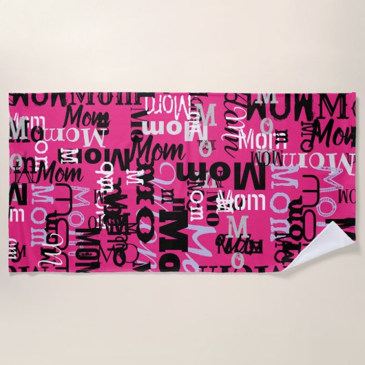MOM MOTHER Mothers Day Giftビーチスイミングタオル ビーチタオル (正面)