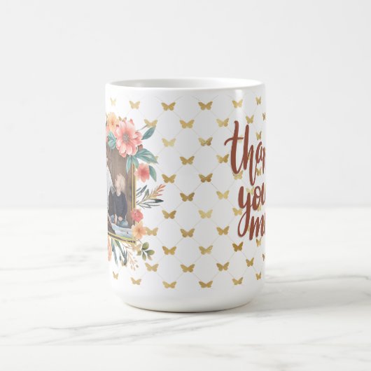 MOM Mothersの日ギフトフローラ写真パーソナライズされた コーヒーマグカップ (中央)