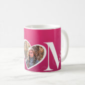 MOM Mother's Dayフォトピンクハート枠 コーヒーマグカップ (正面右)