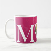 MOM Mother's Dayフォトピンクハート枠 コーヒーマグカップ (左)