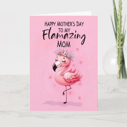 Mom Mothers Day with Flamingo Fabuous andおもしろい カード (正面)