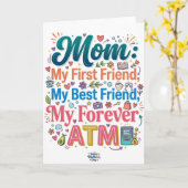 Mom My First Friend Best Friend Forever ATM Funny  カード (黄色い花)