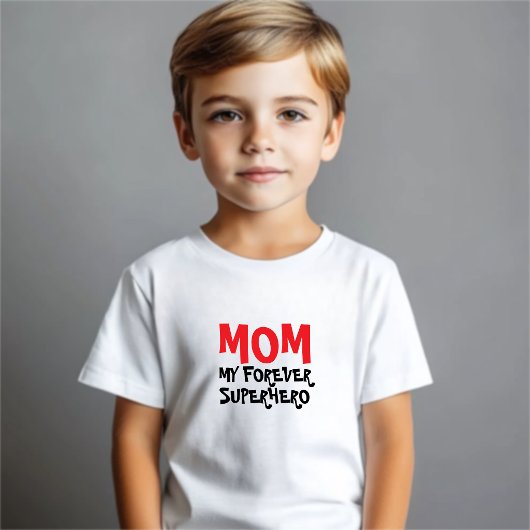 Mom My Forever Superhero 赤黒 ベビーTシャツ