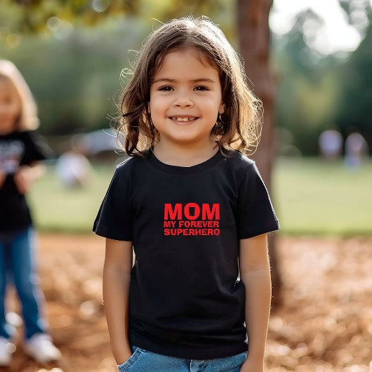 Mom My Forever Superhero 赤 ベビーTシャツ