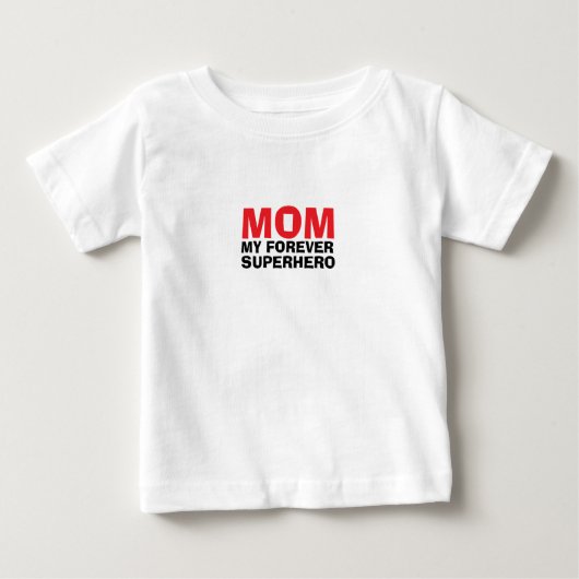 Mom My Forever Superhero red black ベビーTシャツ (正面)