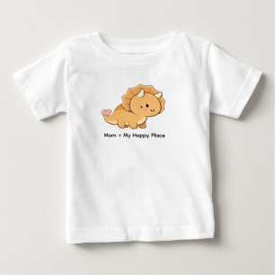 Mom = My Happy Place – かわいい赤ちゃんトリケラトプスのイラスト ベビーTシャツ