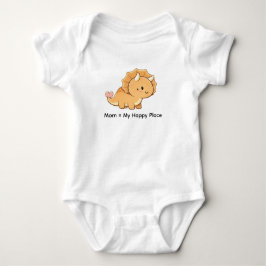 Mom = My Happy Place – Cute Baby Triceratops Illus ベビーボディスーツ