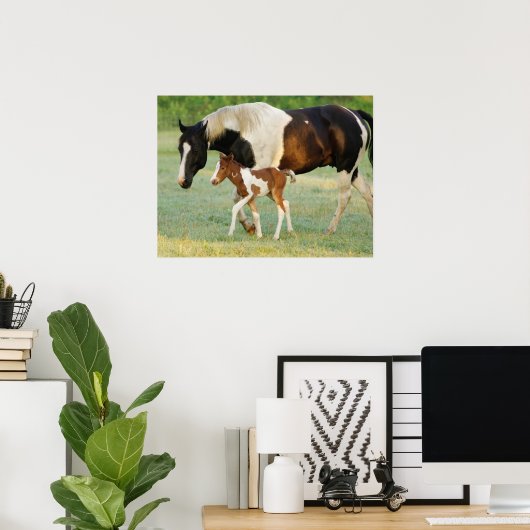 Mom & Newborn Paint Filly ポスター (ホームオフィス)
