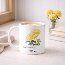 Mom November Birth Flower Chrysanthemum コーヒーマグカップ