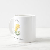 Mom November Birth Flower with Kids Names コーヒーマグカップ (正面左)