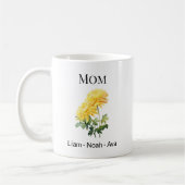 Mom November Birth Flower with Kids Names コーヒーマグカップ (左)