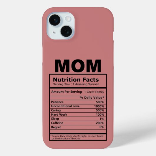 Mom Nutrition Facts Pattern Mother Day Pink Color Case-Mate iPhoneケース (裏面)