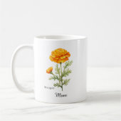 Mom October Birth Flower Marigold コーヒーマグカップ (左)