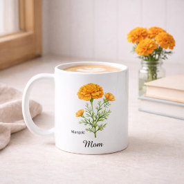 Mom October Birth Flower Marigold コーヒーマグカップ